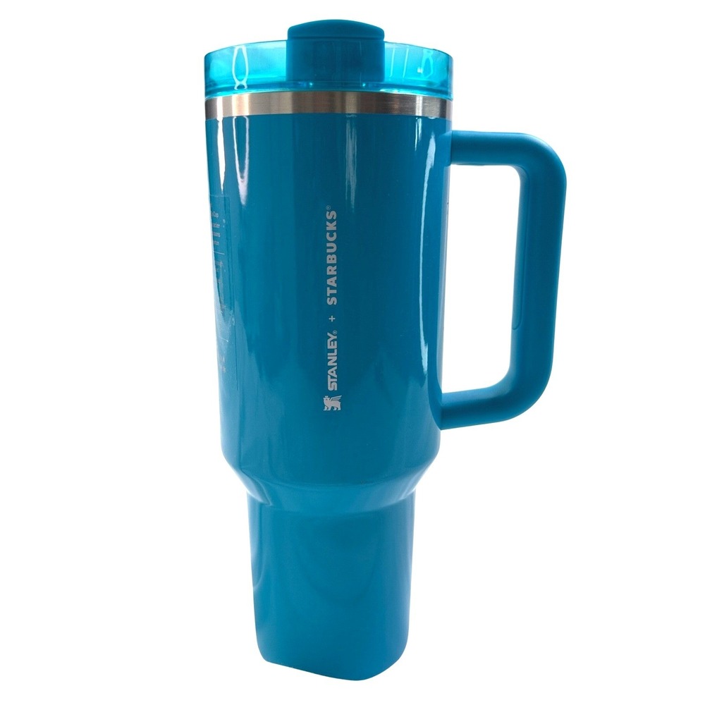 Stanley Starbucks 40oz Quencher H2.0 FlowState Tumbler Cyan Blue Stainless Steel